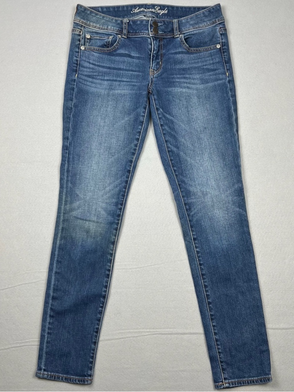 American Eagle Women’s 6 Regular Double Button Fly Denim Jeans Stretch Skinny